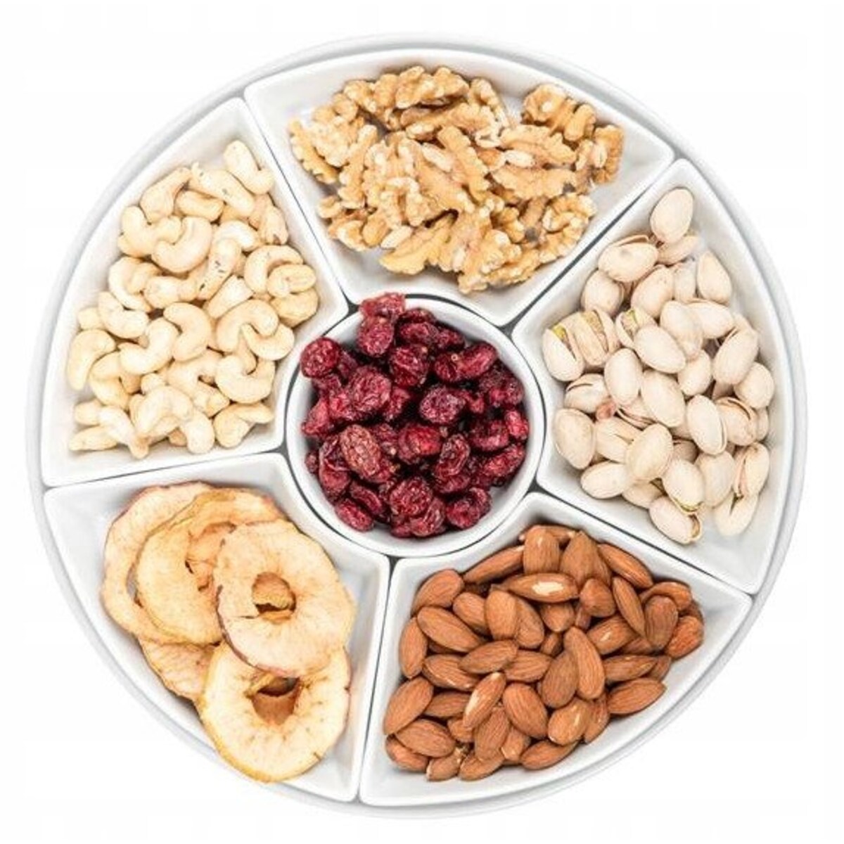 OKRĄGŁY TALERZ SALATERKA PATERA dzielona CERAMIKA biała na przekąski 26 cm