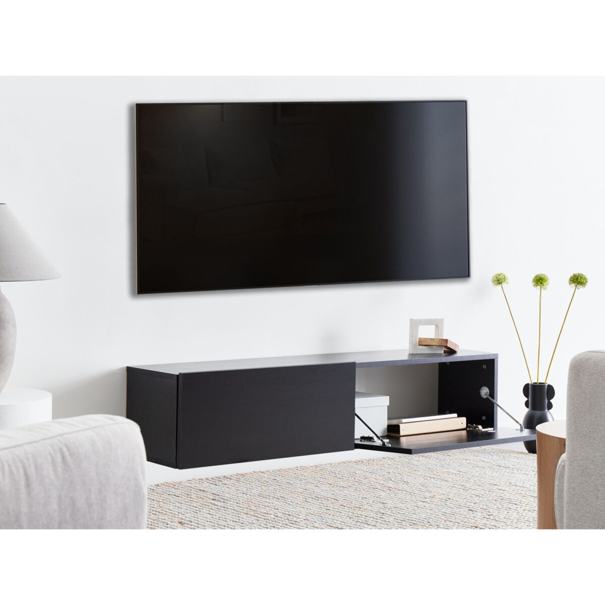 Wisząca szafka RTV GLADSTONE Czarny