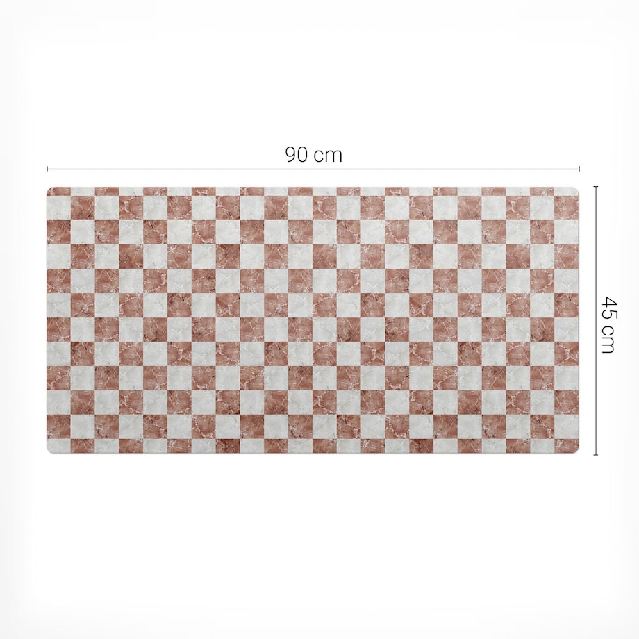 Brązowa mata na biurko Marmurowa szachownica, 90x45 cm