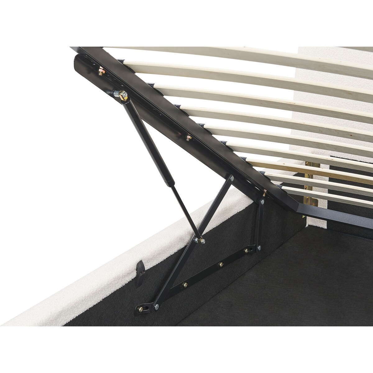 Łóżko z pojemnikiem boucle 160 x 200 cm białe BLAGNAC