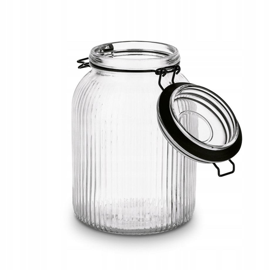 Słoik szklany z klips uszczelka czarna DEKORACYJNY do kuchni spiżarni 1,9 L