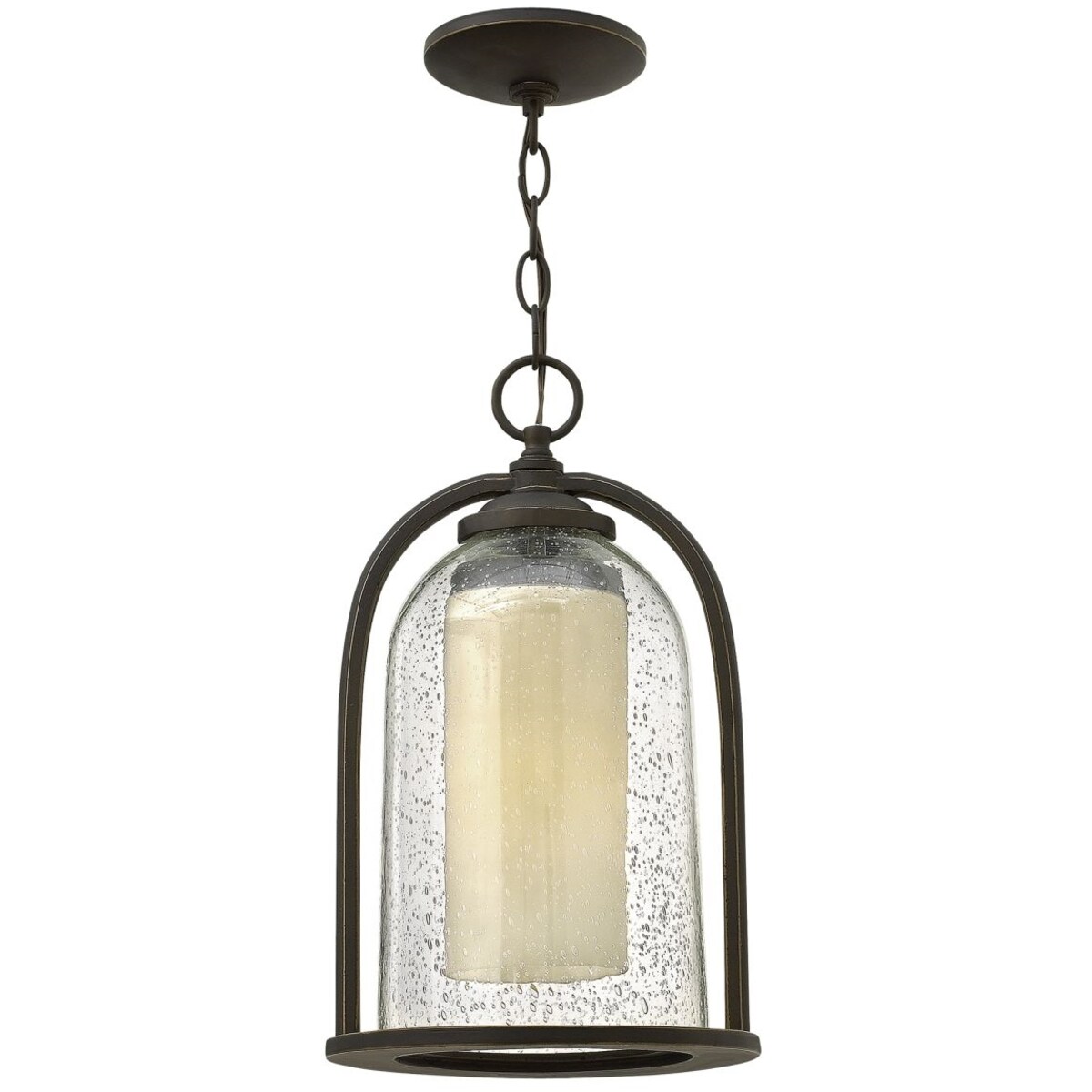 Wisząca latarnia ogrodowa HK-QUINCY8-M Hinkley kopuła szklana brązowa