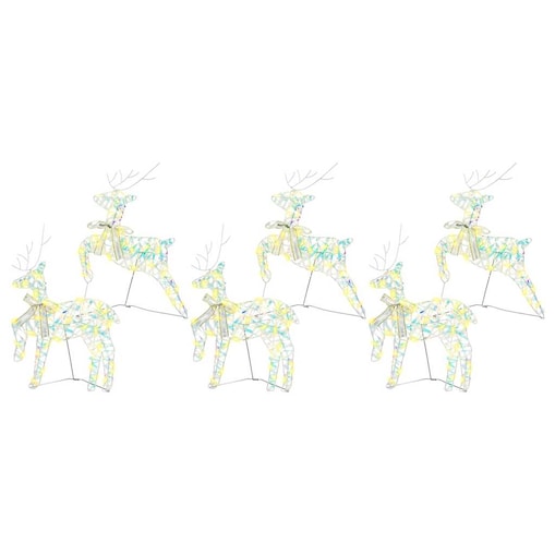 vidaXL LED Renifery z 180 diodami LED 6 pcs Wielokolorowy PET