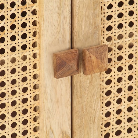 vidaXL Szafka, 80x30x73 cm, lite drewno mango i naturalna trzcina