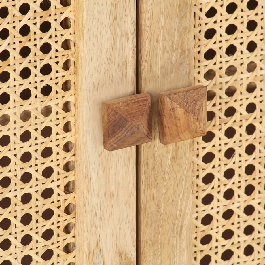 vidaXL Szafka, 80x30x73 cm, lite drewno mango i naturalna trzcina