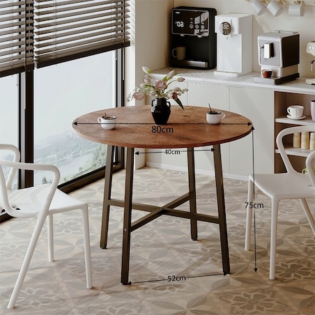 Stolik kawowy ława industrialny okrągły do salonu retro brąz loft vintage