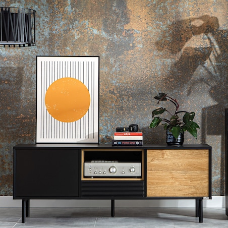 KONSIMO LOFTY Szafka RTV w stylu loft z półkami