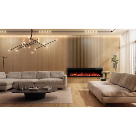 Kominek elektryczny AFLAMO Royal PRO 140 - ścienny i do zabudowy - 140x38x16 cm - kominek LED z funkcją grzania 750/1500 W