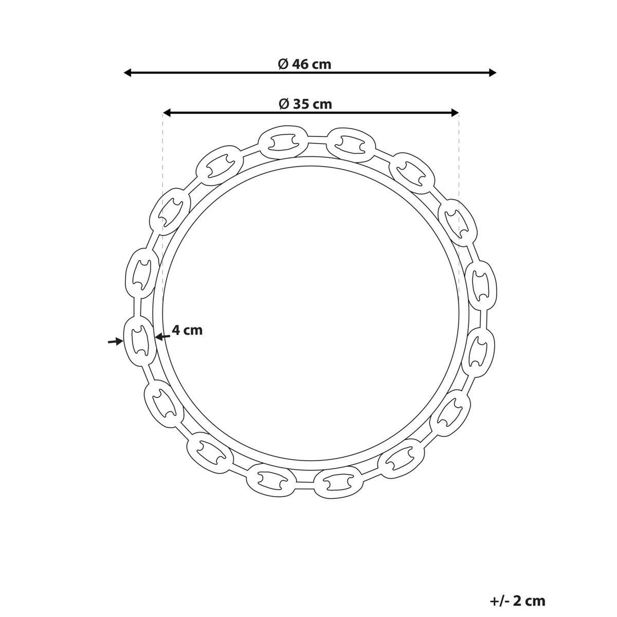 Okrągłe lustro ścienne ø 46 cm złote YEBRA