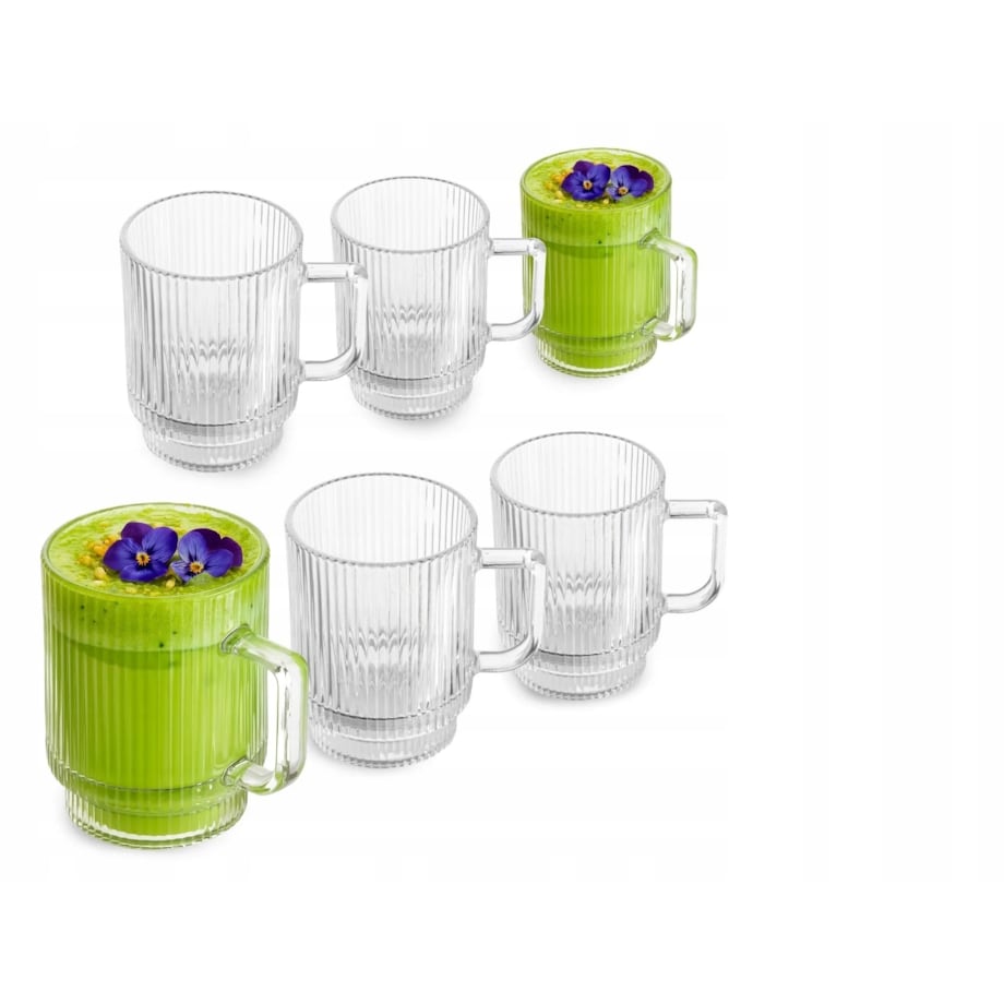Szklanki Prążkowane 300ml 6szt Kubki do Latte Capuccino herbatę na prezent