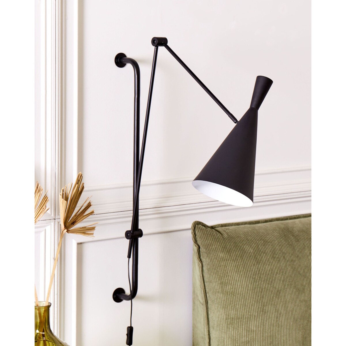 Lampa ścienna MARISA Czarny Metal Regulowana