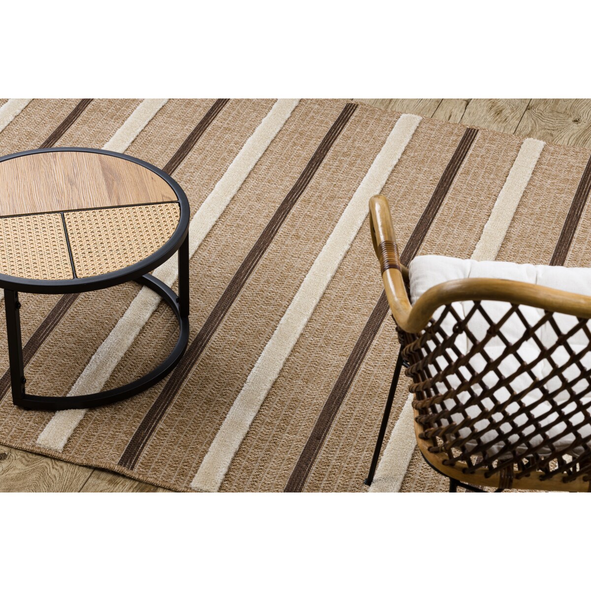 Dywan SPARK 0686A beż / krem - Linie, sizal, 120x170 cm