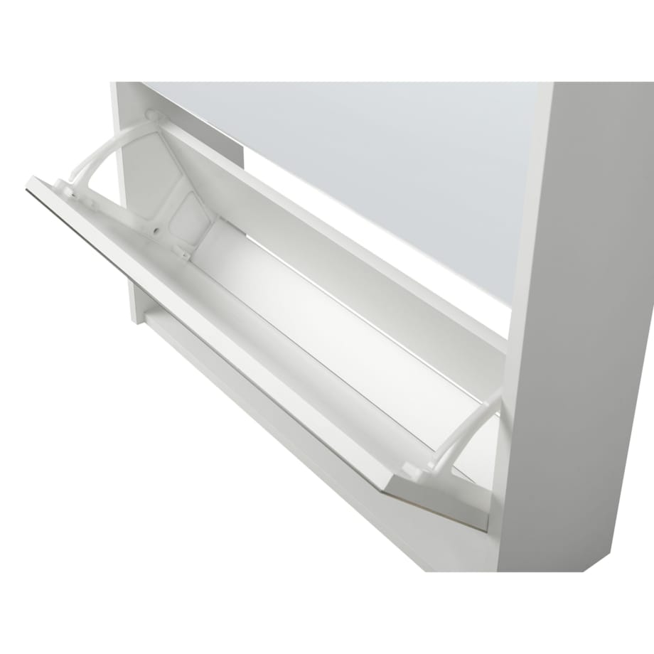 Szafka na buty 3 przegrody lustrzane fronty biała MIDFIELD