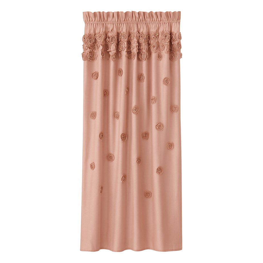 Zasłona welurowa "french roses" z wyszywanymi różami 140x270 cm taśma | brudny róż