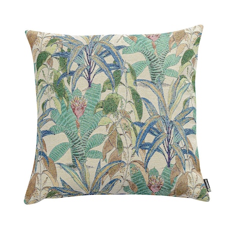 Poszewka Kinga na poduszkę 50x50 zielono-niebieskie motywy roślinne