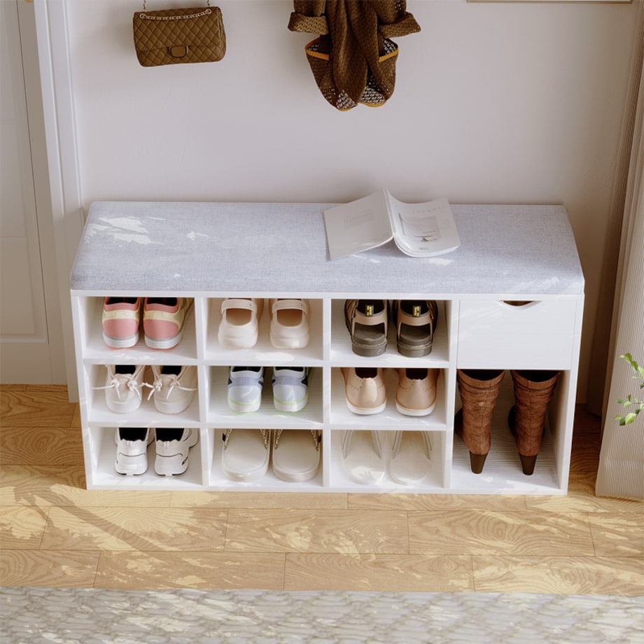 Szafka na buty z siedziskiem loft biała ławka przedpokój nowoczesna 100cm