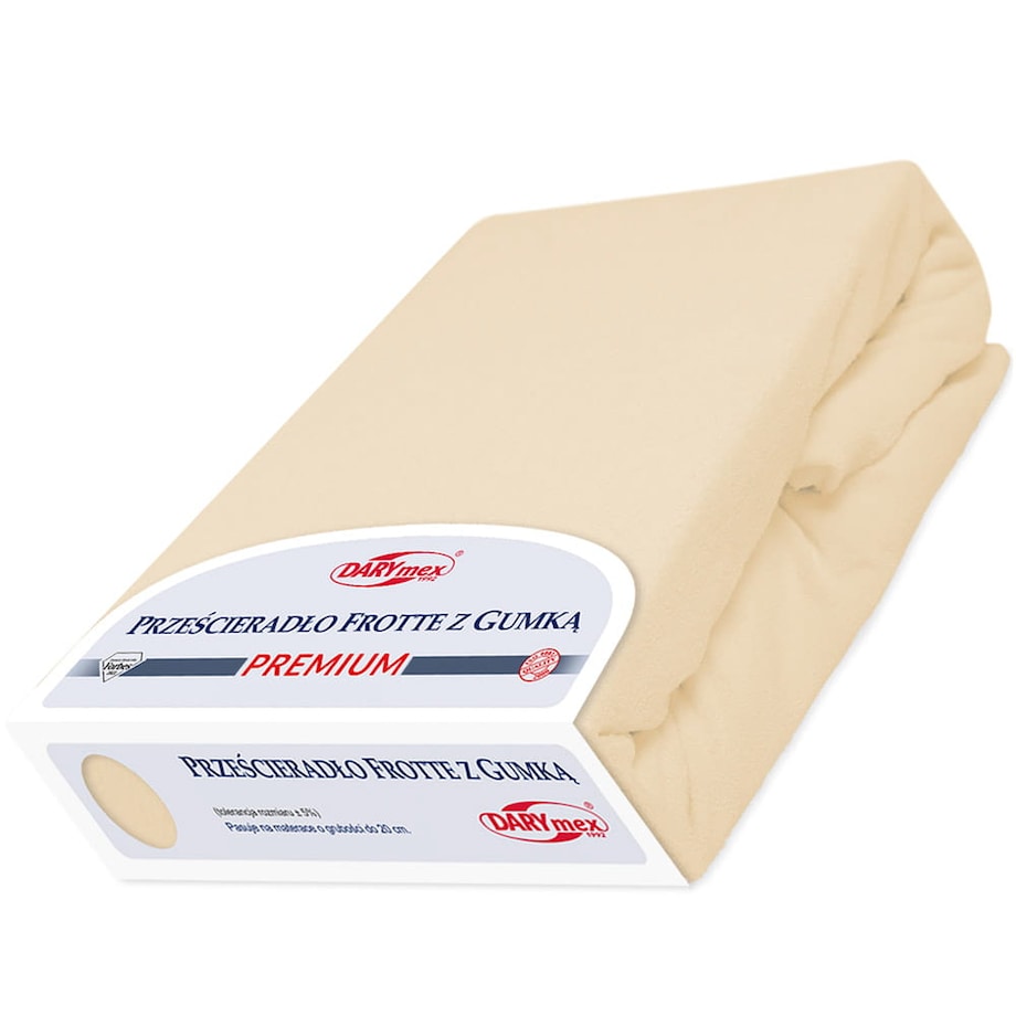 Prześcieradło z bawełny frotte z gumką 120x200 kolor jasny beż PREMIUM