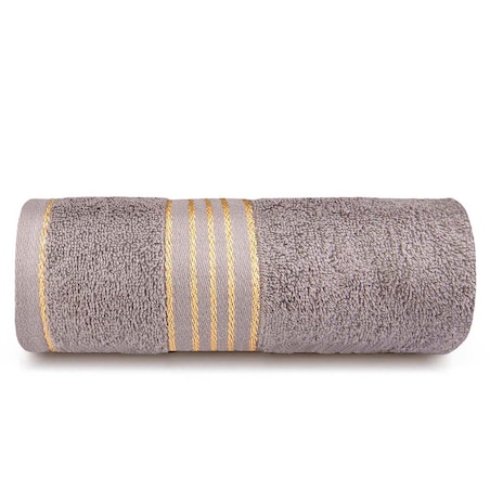 Ręcznik do rąk 30x50 cm bawełniany kolor ciemny szary z bordiurą w złote paski 500 g/m2 TIWANO