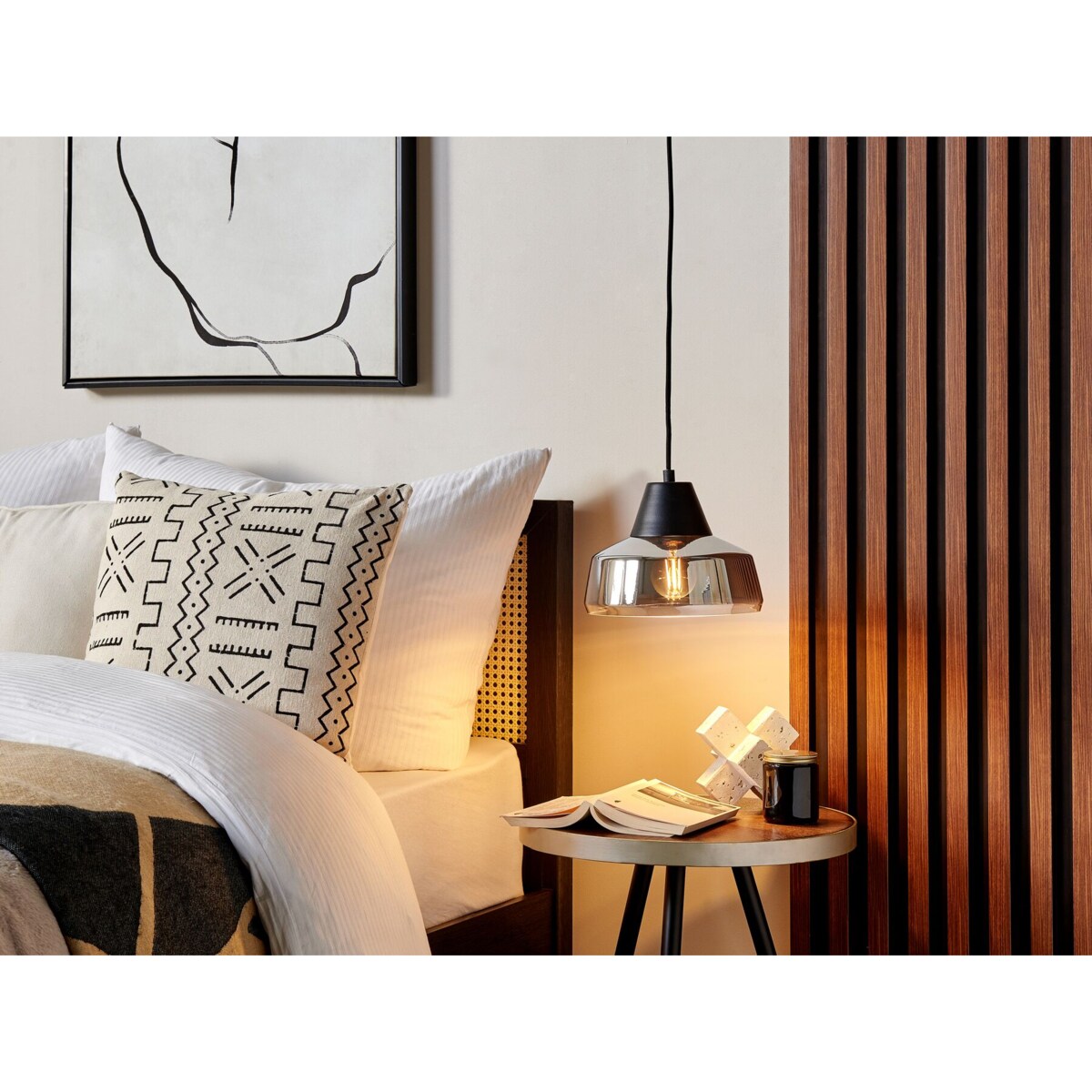 Lampa wisząca szklana czarno-srebrna TALPARO