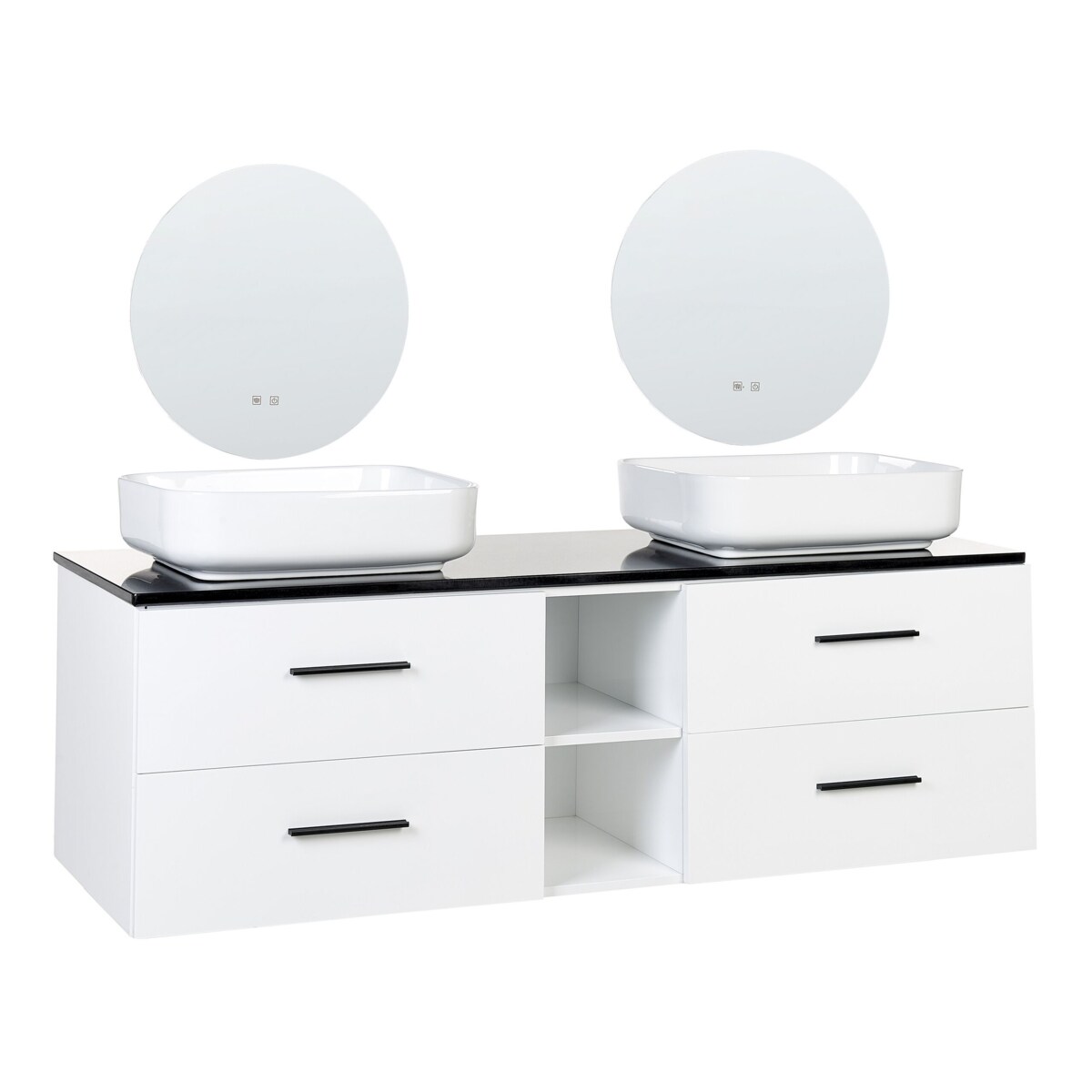 Zestaw mebli łazienkowych z podwójną umywalką i lustrami biały PILAR