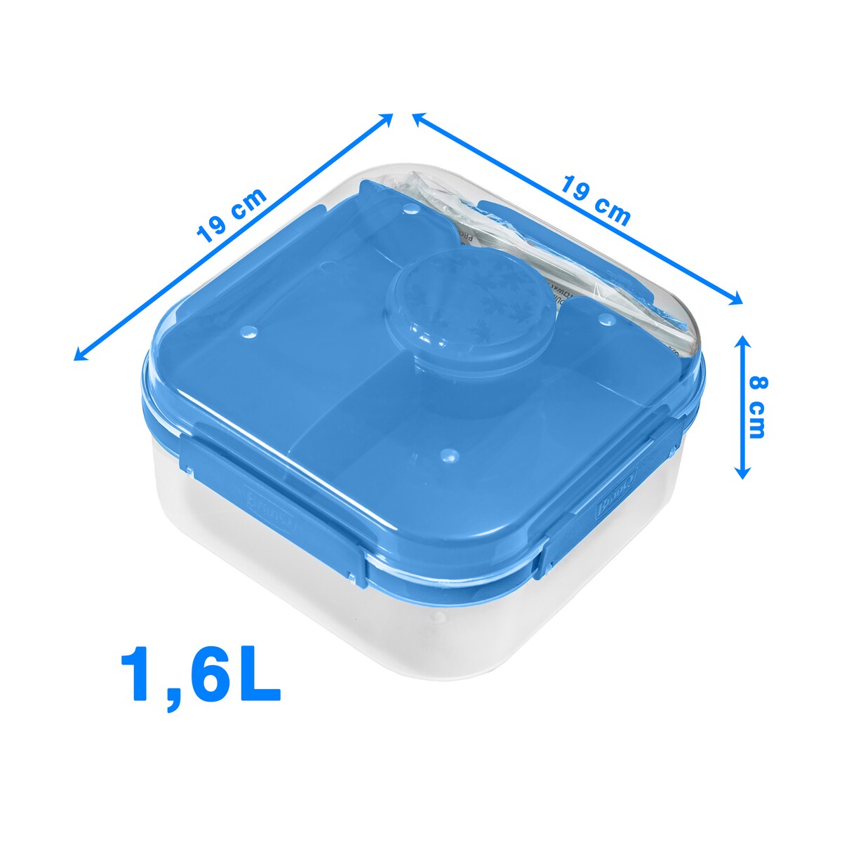 Pojemnik Śniadaniowy Plastikowy Śniadaniówka Lunch Box 1.6 L Niebieski