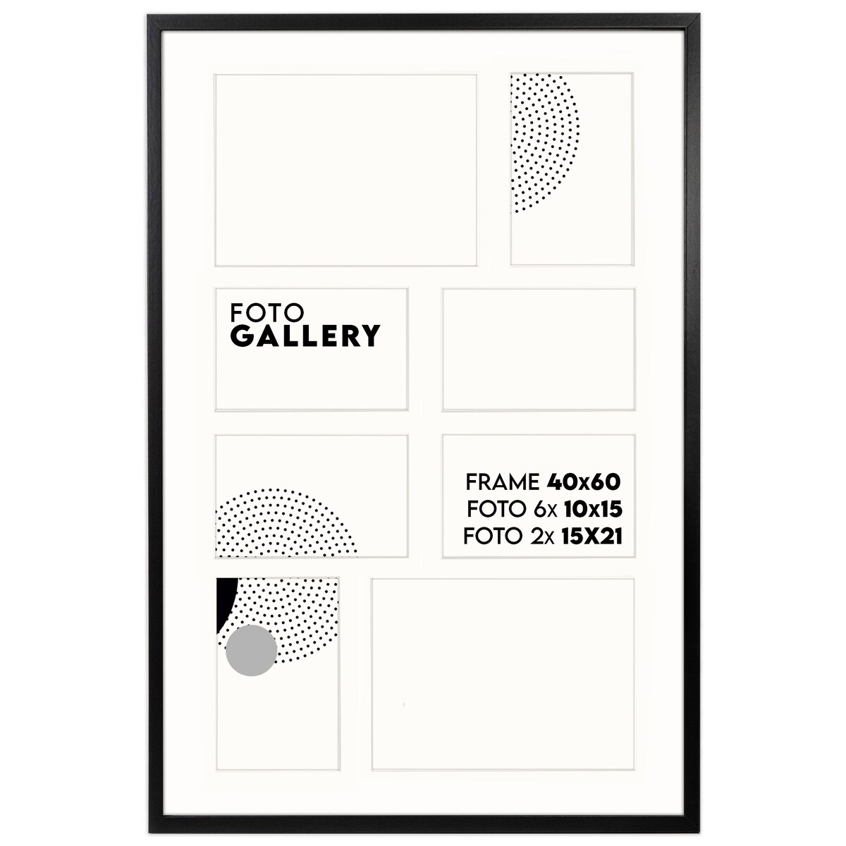 Ramka na 8 zdjęć 10x15 cm i 15x21 cm rama czarna foto galeria 40x60 cm kolaż FRAMAI®