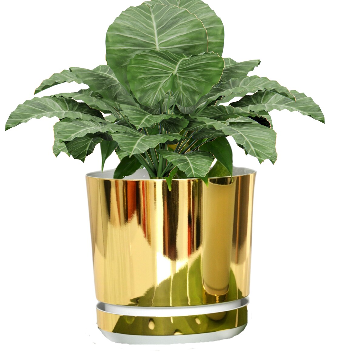 18 cm wzór ZŁOTO - BIAŁA Doniczka z podstawką nowoczesna elegancka glamour wysoki połysk