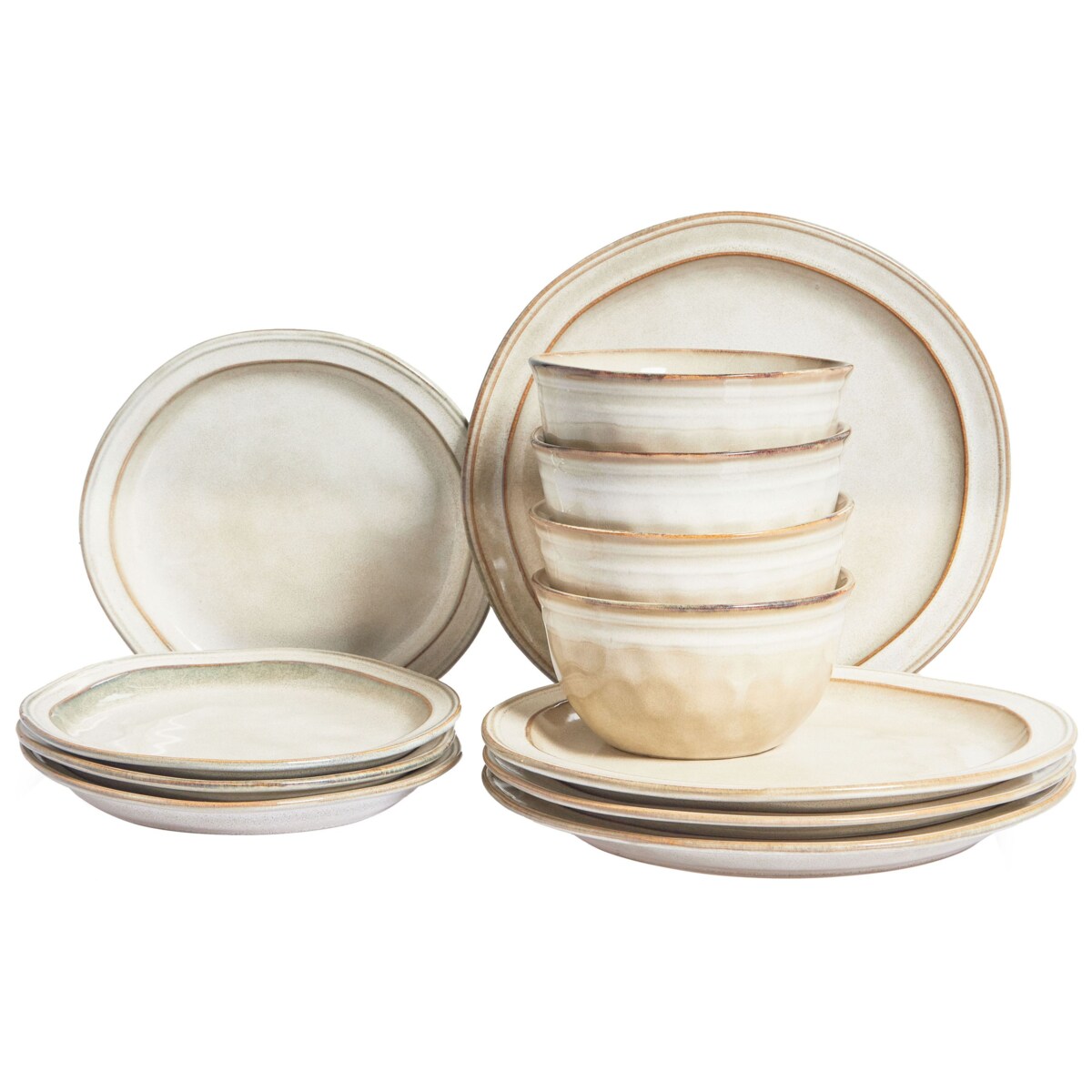 Zastawa stołowa 12-częściowa CHIVES Kamionka Jasnobeżowy