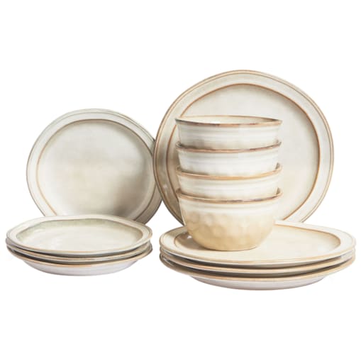 Zastawa stołowa 12-częściowa CHIVES Kamionka Jasnobeżowy