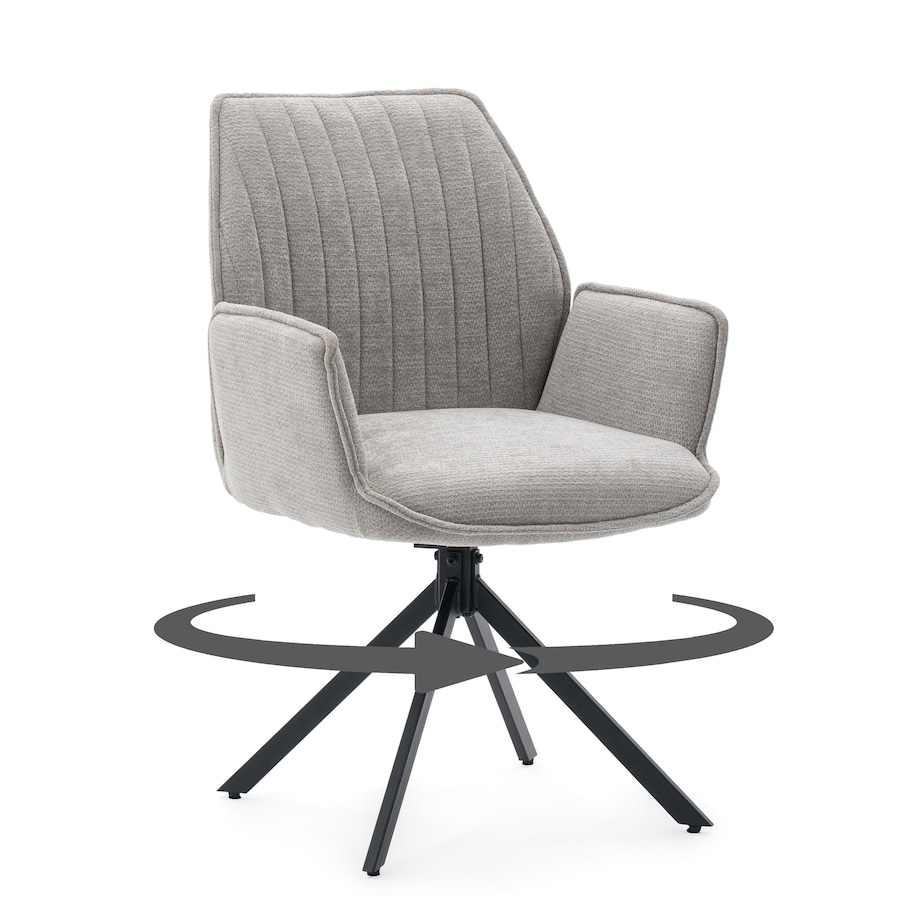 Krzesło tapicerowane obrotowe szenilowe do salonu MERANO jasnoszare