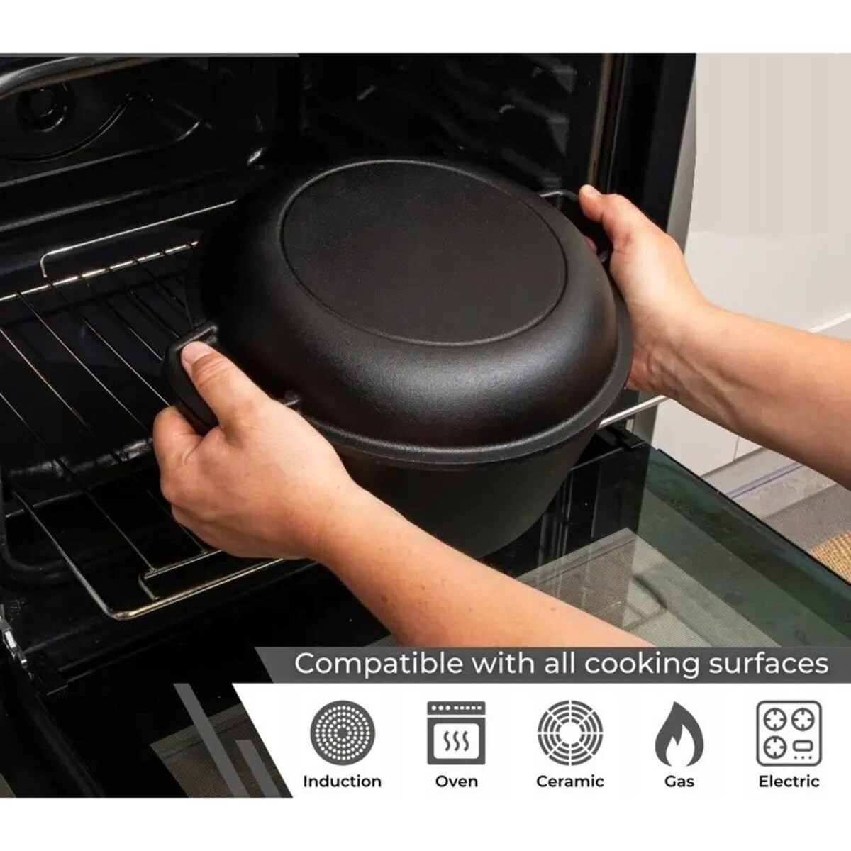 Garnek żeliwny 2w1 4.5L 26cm indukcja gaz ciężki KRISBERG