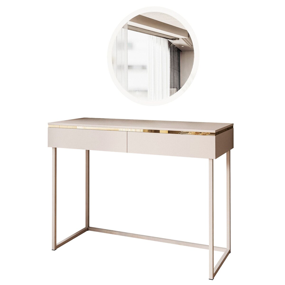 Toaletka AURORA na stelażu kaszmir z lustrem