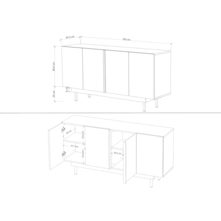 Elegancka czarna komoda Dancan ARTEMISA ze złotymi dodatkami