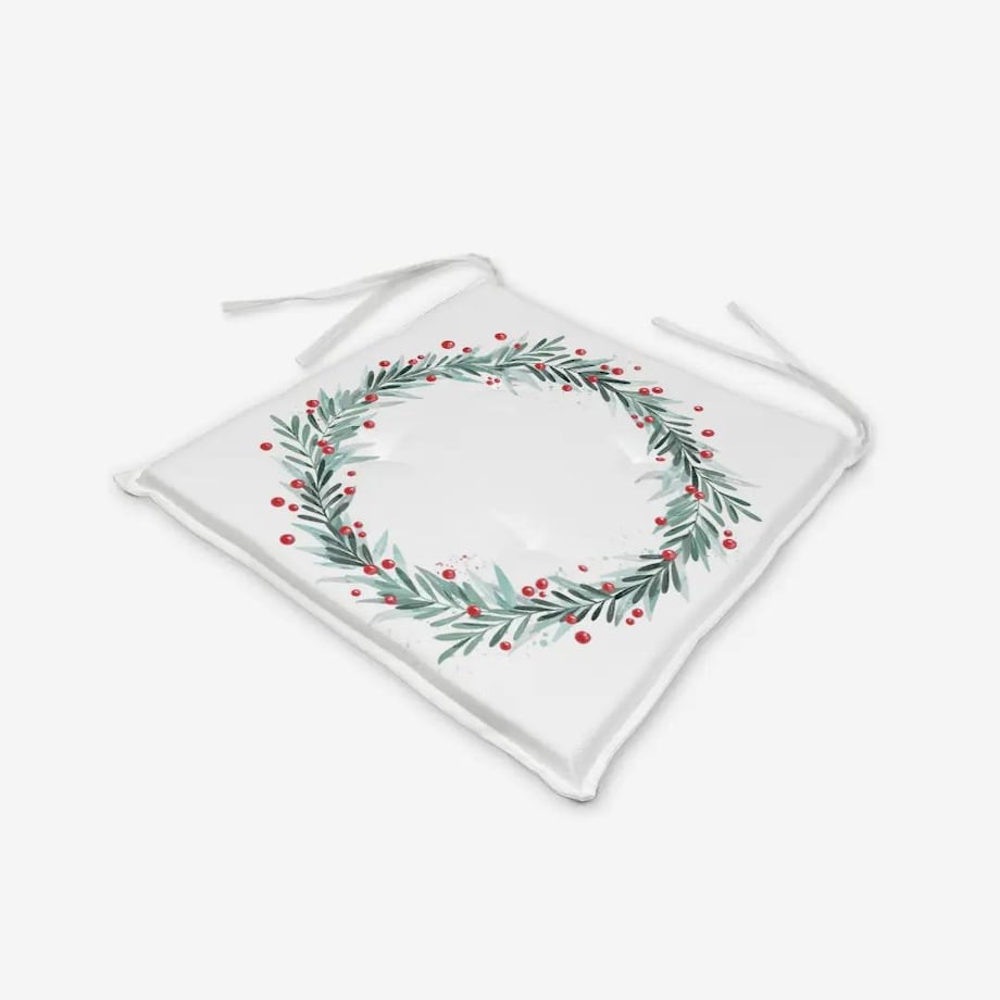 Poduszka świąteczna na krzesło - Świąteczny wieniec