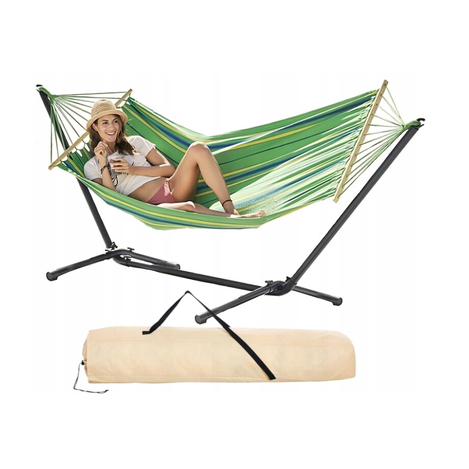 Hamak Ogrodowy Ze Stelażem 260X150 Z Pokrowcem Do 200 Kg Duży Mocny Pałąk