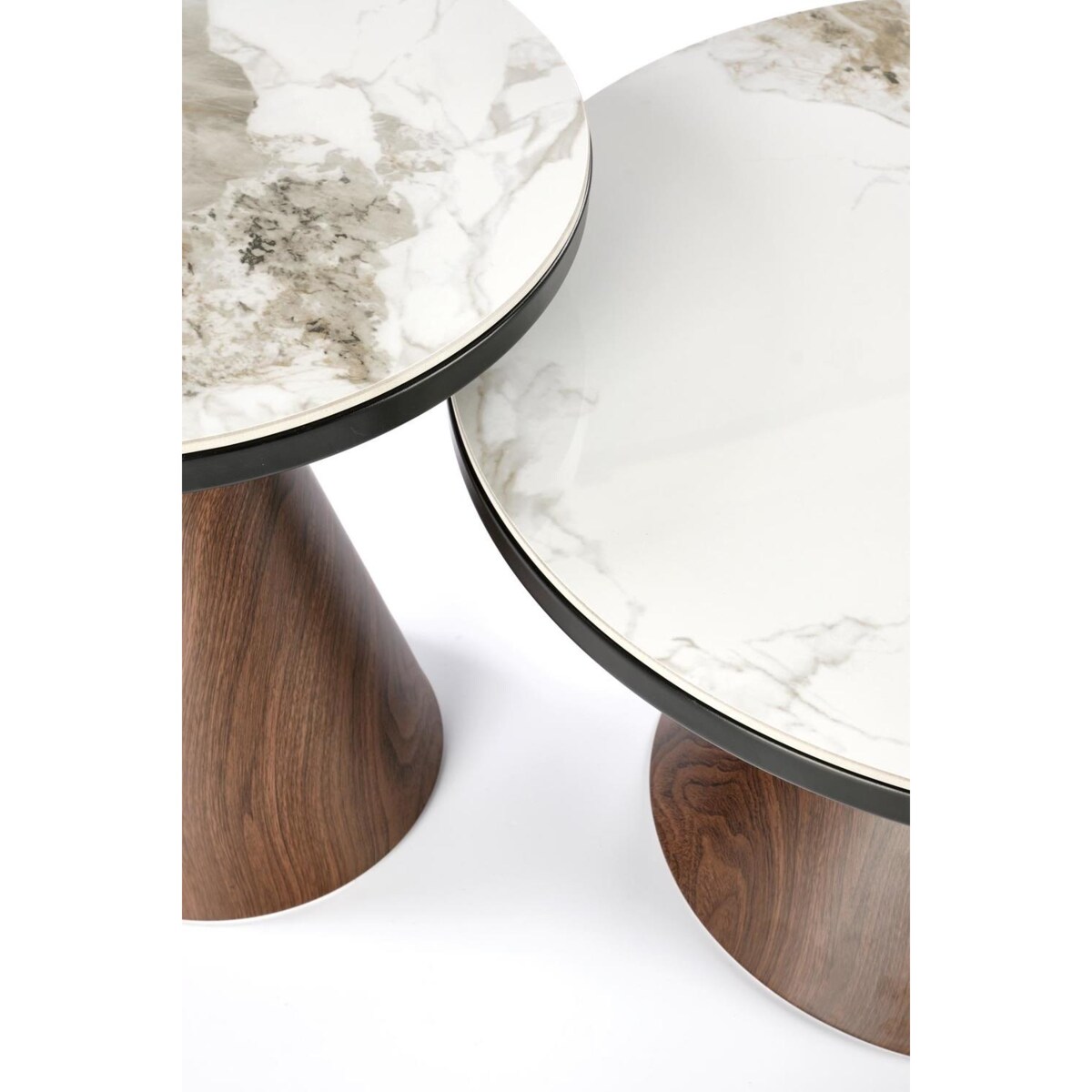 STOLIK KAWOWY Suli S 50x53 cm CERAMICZNY BLAT marmur orzech