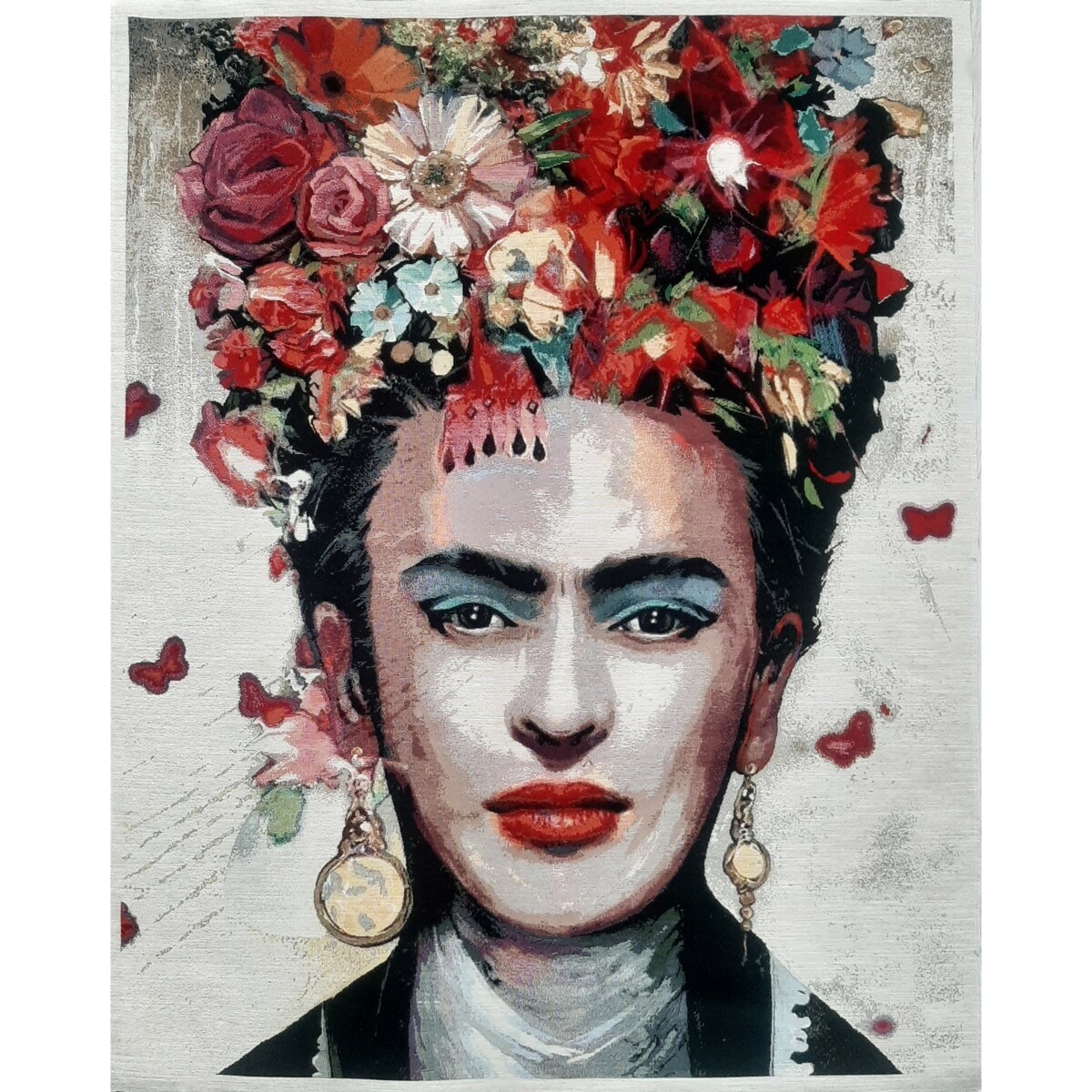 Obraz Z Tkaniny Tkany Dekoracja Ozdobny Hiszpański 88X110 Cm Frida Kahlo