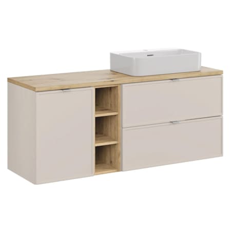Szafka pod umywalkę nablatową BELLA CASHMERE 80cm kaszmir/dąb artisan - zestaw z blatem 140cm