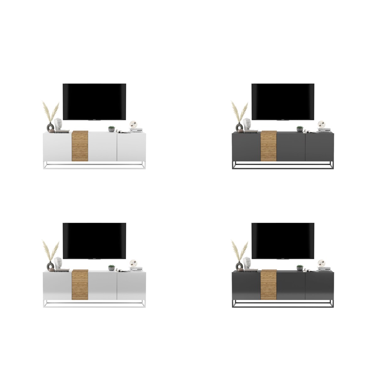 Szafka RTV Loft Komoda RTV Loft Grafit Połysk 160 cm