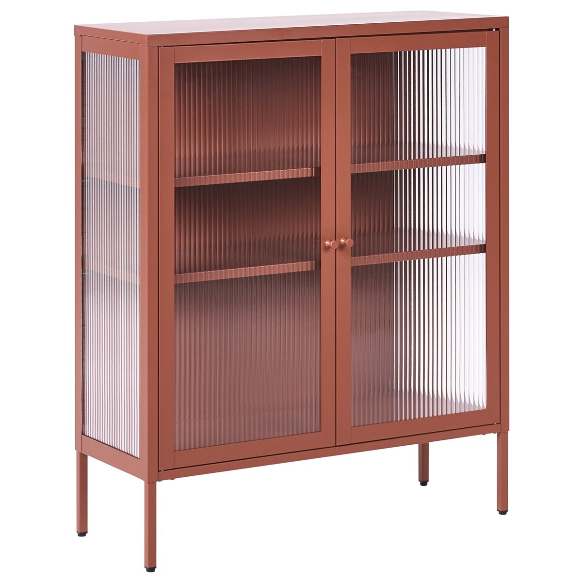 Szafka ze szklanymi drzwiami LERRYN Metal 90 cm Złoty brąz