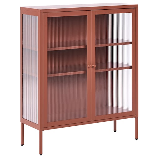 Szafka ze szklanymi drzwiami LERRYN Metal 90 cm Złoty brąz