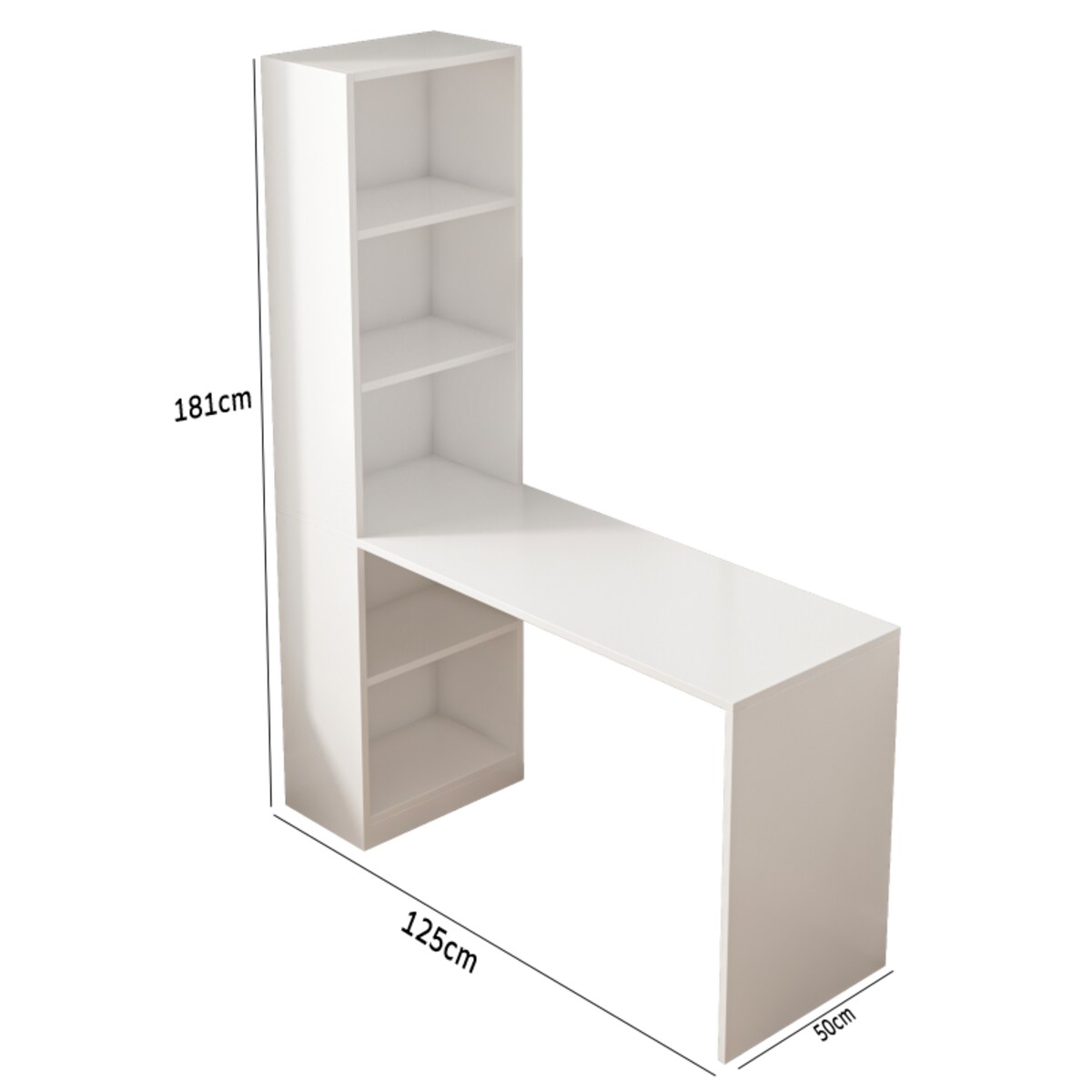 Biurko komputerowe nowoczesne z półkami skandynawski młodzieżowe białe