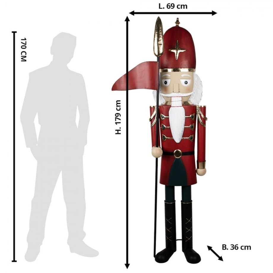 Duży Dziadek do Orzechów metalowy 179 cm