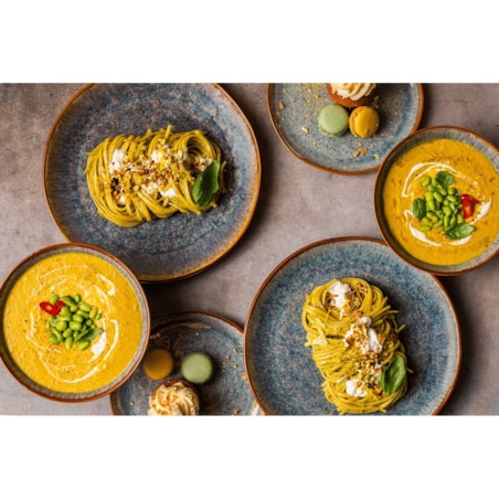 Serwis obiadowy Aokari niebiesko-biały na 12 osób 36 szt. Nowoczesny Do zmywarki Komplet talerzy