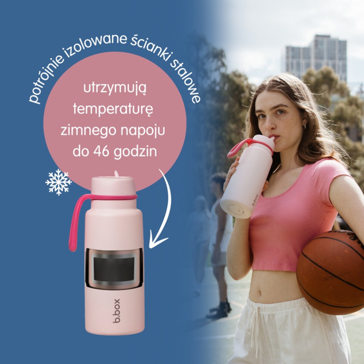 Butelka termiczna ze składanym ustnikiem – termos dla dzieci i dorosłych 1l White Out b.box