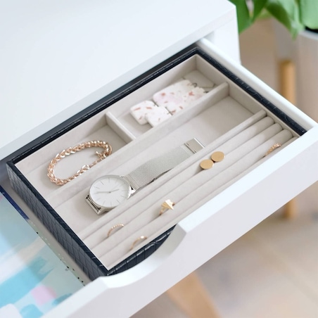 Szkatułka na biżuterię Stackers Croc 4 komorowa classic granatowa