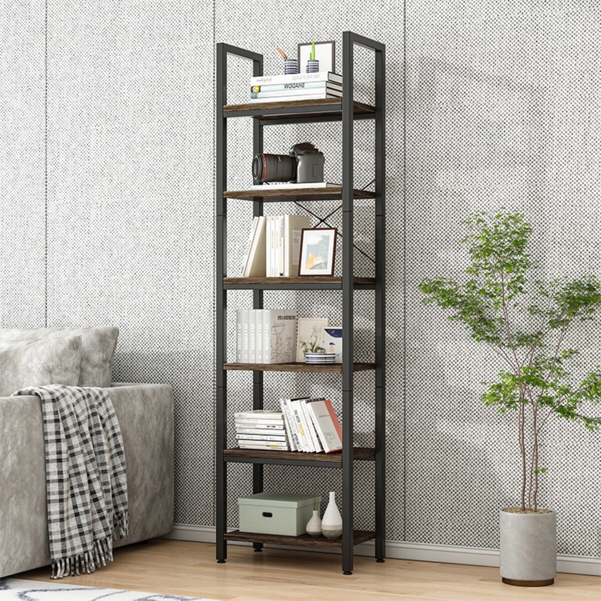 Biurowy Regał Na Książki Biblioteczka Wysoki Industrialny Słupek Vintage