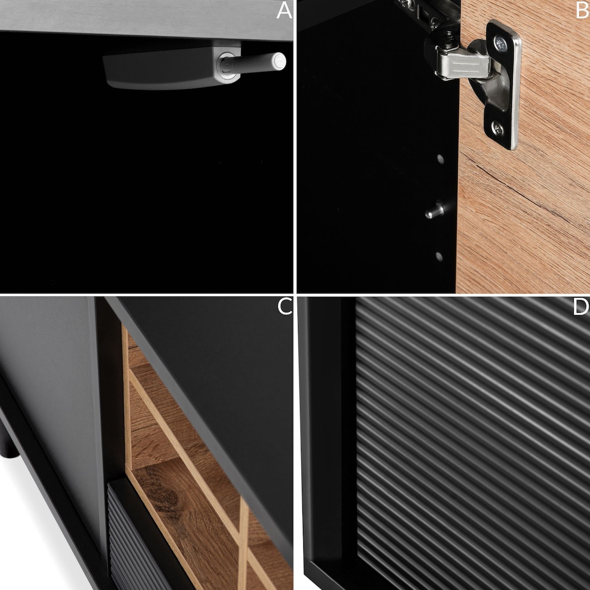 KONSIMO LOFTY Szeroka szafka RTV w stylu loft z półkami