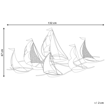 Dekoracja ścienna Statek AMERICIUM Metal 67 cm Srebrny