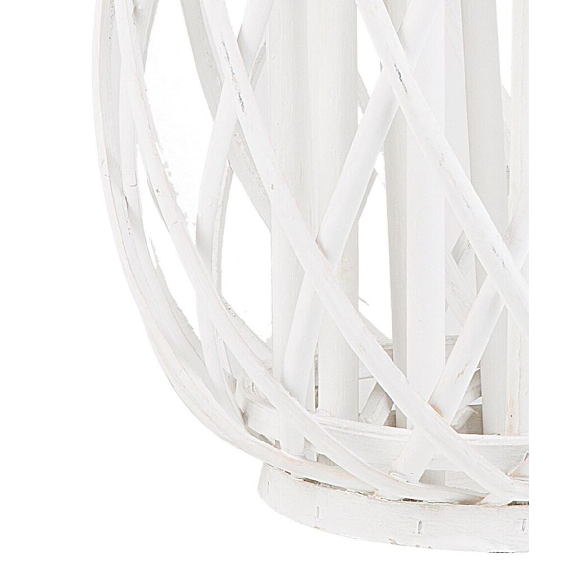 Lampion drewniany 40 cm biały MAURITIUS